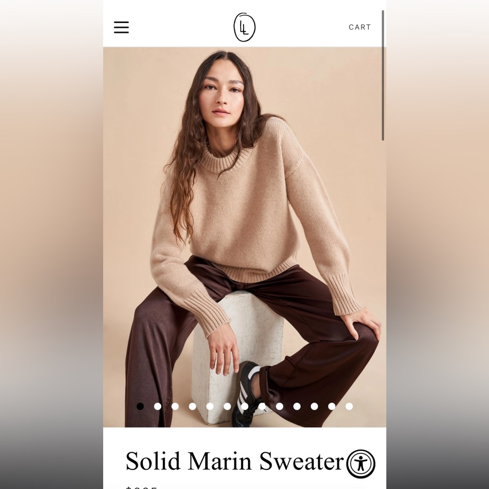 NWT La linge solid marin sweater size L melange camel